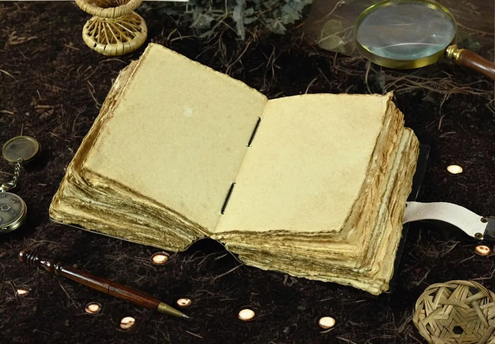 Large Wolf Vintage Leather Journal Grimoire Journal
