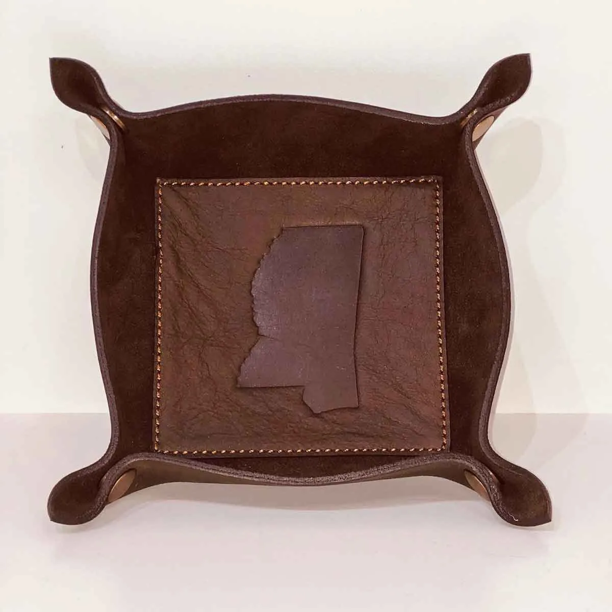 Leather Embossed Valet Tray - Mississippi
