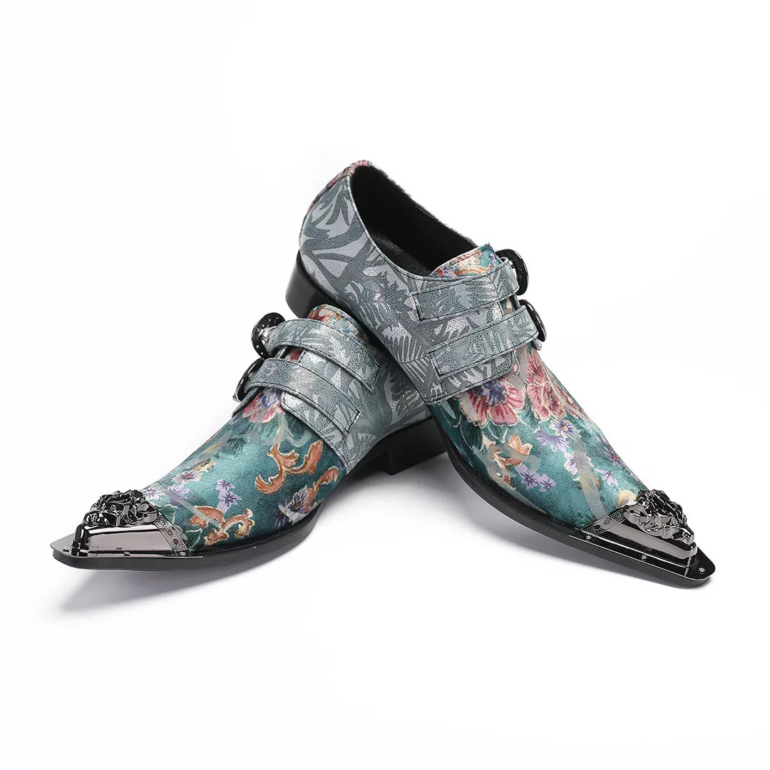 Leather pointed men's shoes spring and autumn embossed patent leather loafers personalized hairstylist trendy men single shoes one pedal casual shoes