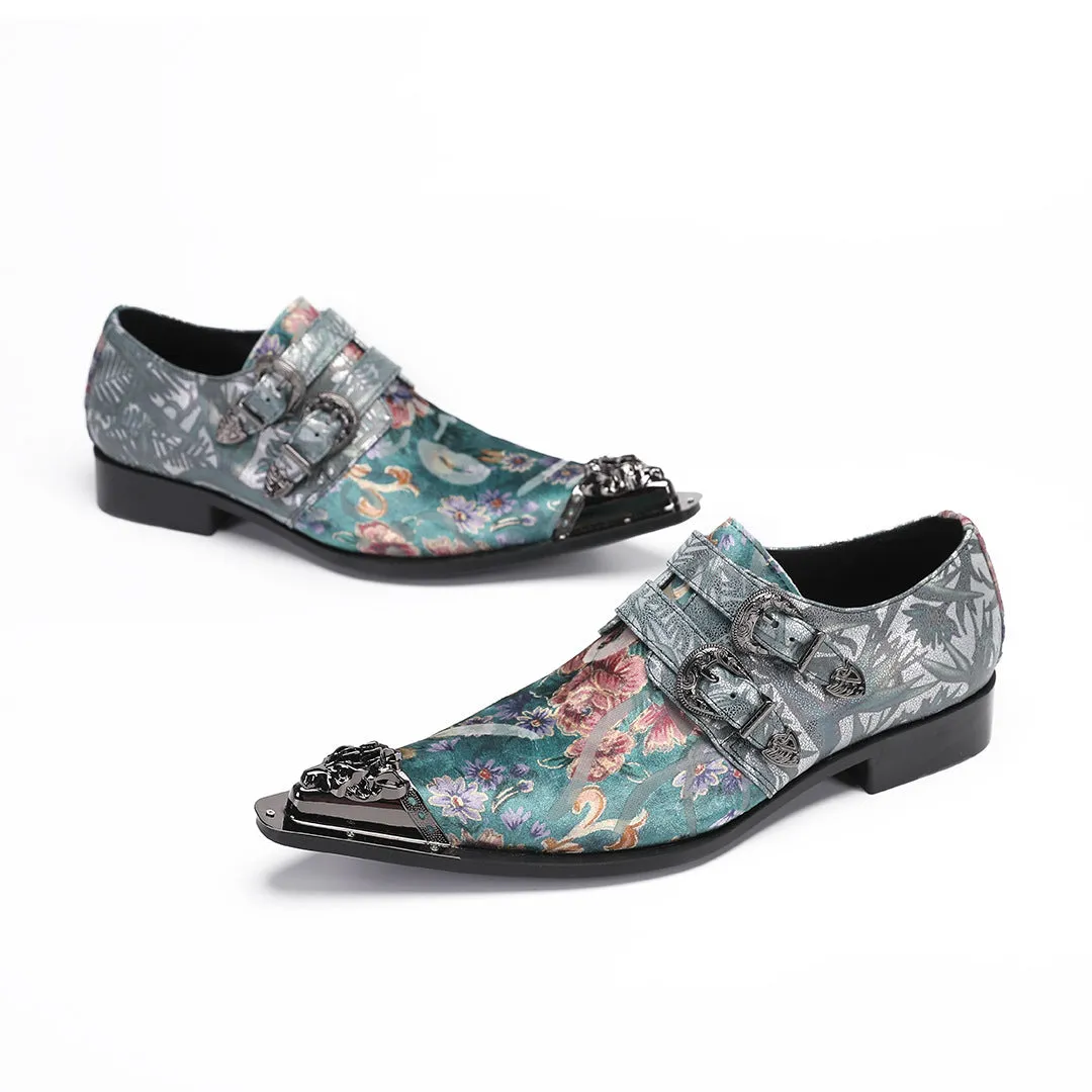 Leather pointed men's shoes spring and autumn embossed patent leather loafers personalized hairstylist trendy men single shoes one pedal casual shoes