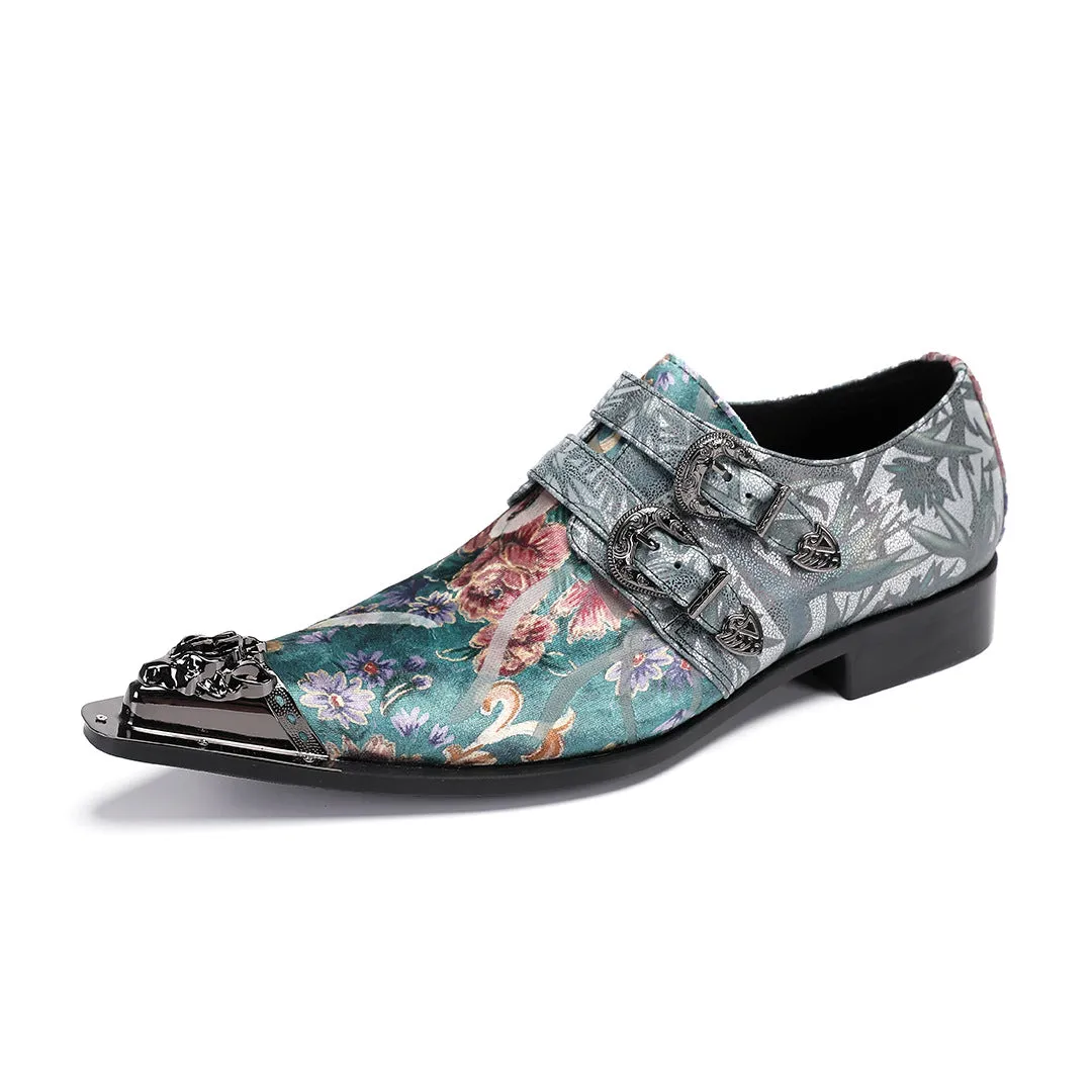 Leather pointed men's shoes spring and autumn embossed patent leather loafers personalized hairstylist trendy men single shoes one pedal casual shoes