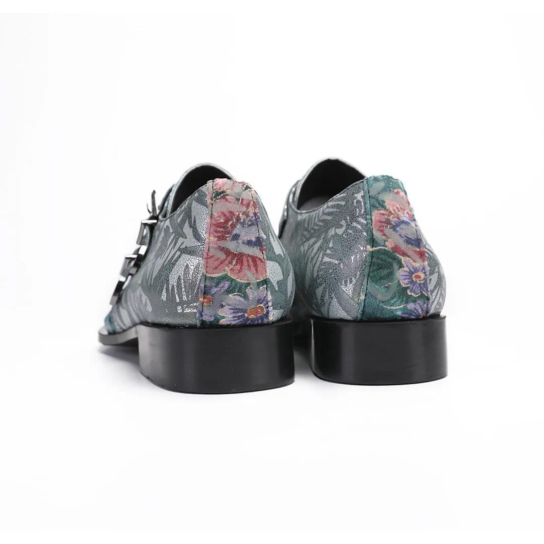 Leather pointed men's shoes spring and autumn embossed patent leather loafers personalized hairstylist trendy men single shoes one pedal casual shoes
