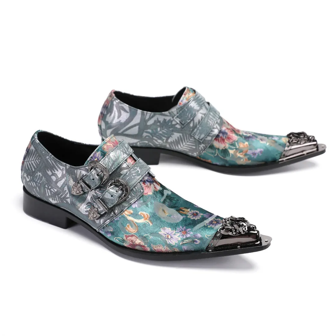 Leather pointed men's shoes spring and autumn embossed patent leather loafers personalized hairstylist trendy men single shoes one pedal casual shoes