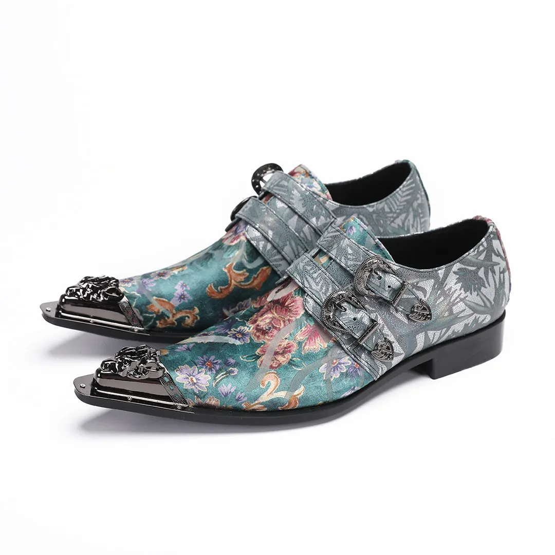 Leather pointed men's shoes spring and autumn embossed patent leather loafers personalized hairstylist trendy men single shoes one pedal casual shoes