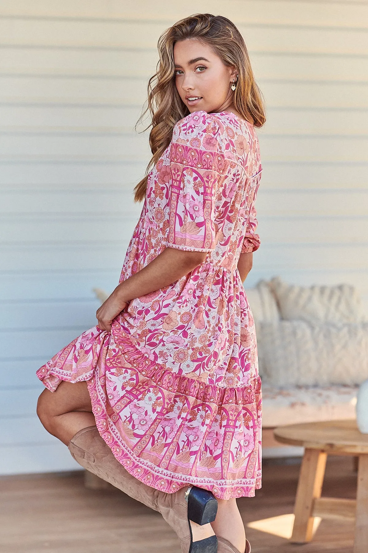 Leena Print Finch Mini Dress
