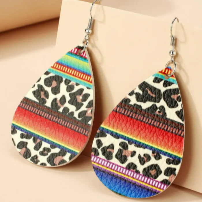Leopard Multi Color Teardrop Earrings