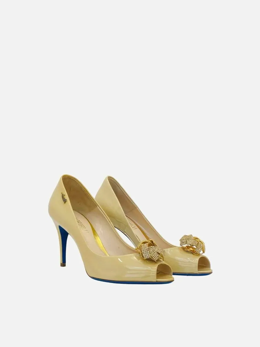 LORIBLU Peep Toe Cream Pumps 38