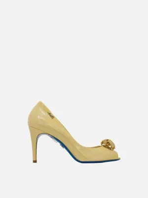 LORIBLU Peep Toe Cream Pumps 38