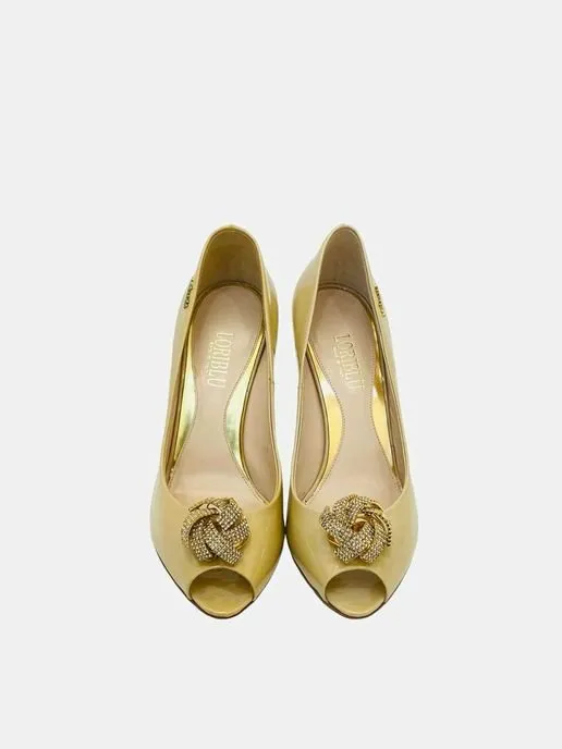 LORIBLU Peep Toe Cream Pumps 38