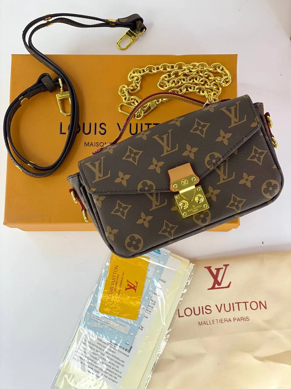 Louis Vuitton Monogram Handbag with Leather Strap