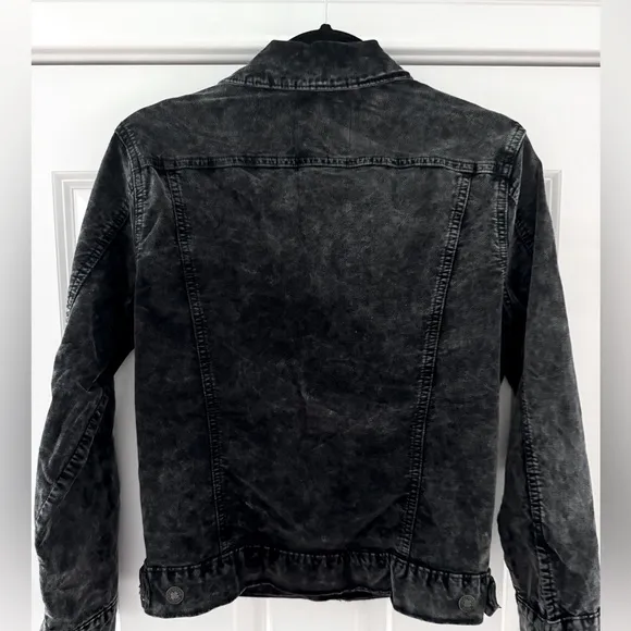 Lucky Brand Tomboy Trucker Velvet Jacket SZ M Charcoal-Black