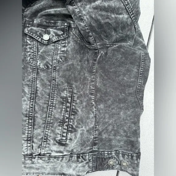 Lucky Brand Tomboy Trucker Velvet Jacket SZ M Charcoal-Black