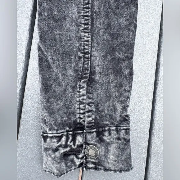 Lucky Brand Tomboy Trucker Velvet Jacket SZ M Charcoal-Black