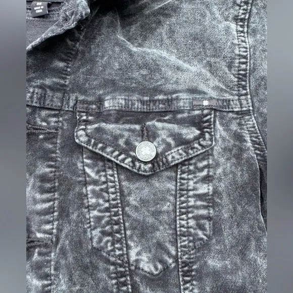Lucky Brand Tomboy Trucker Velvet Jacket SZ M Charcoal-Black
