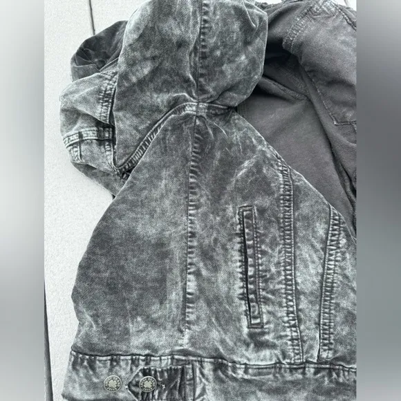Lucky Brand Tomboy Trucker Velvet Jacket SZ M Charcoal-Black