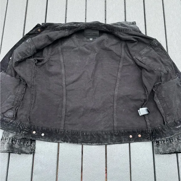 Lucky Brand Tomboy Trucker Velvet Jacket SZ M Charcoal-Black