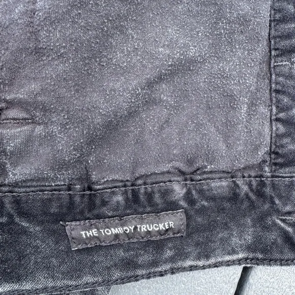 Lucky Brand Tomboy Trucker Velvet Jacket SZ M Charcoal-Black