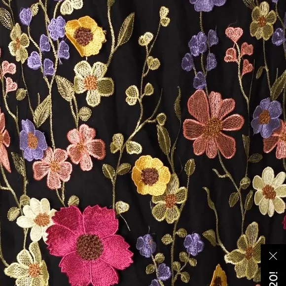 Lulus Thriving pose Black 3D floral Maxi embossed appliqué flowers Medium