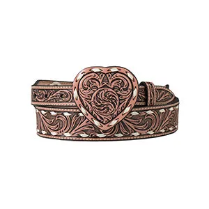 M&F Angel Ranch Belt 1 1/2" - 1" Heart Buckle Pink D140005930