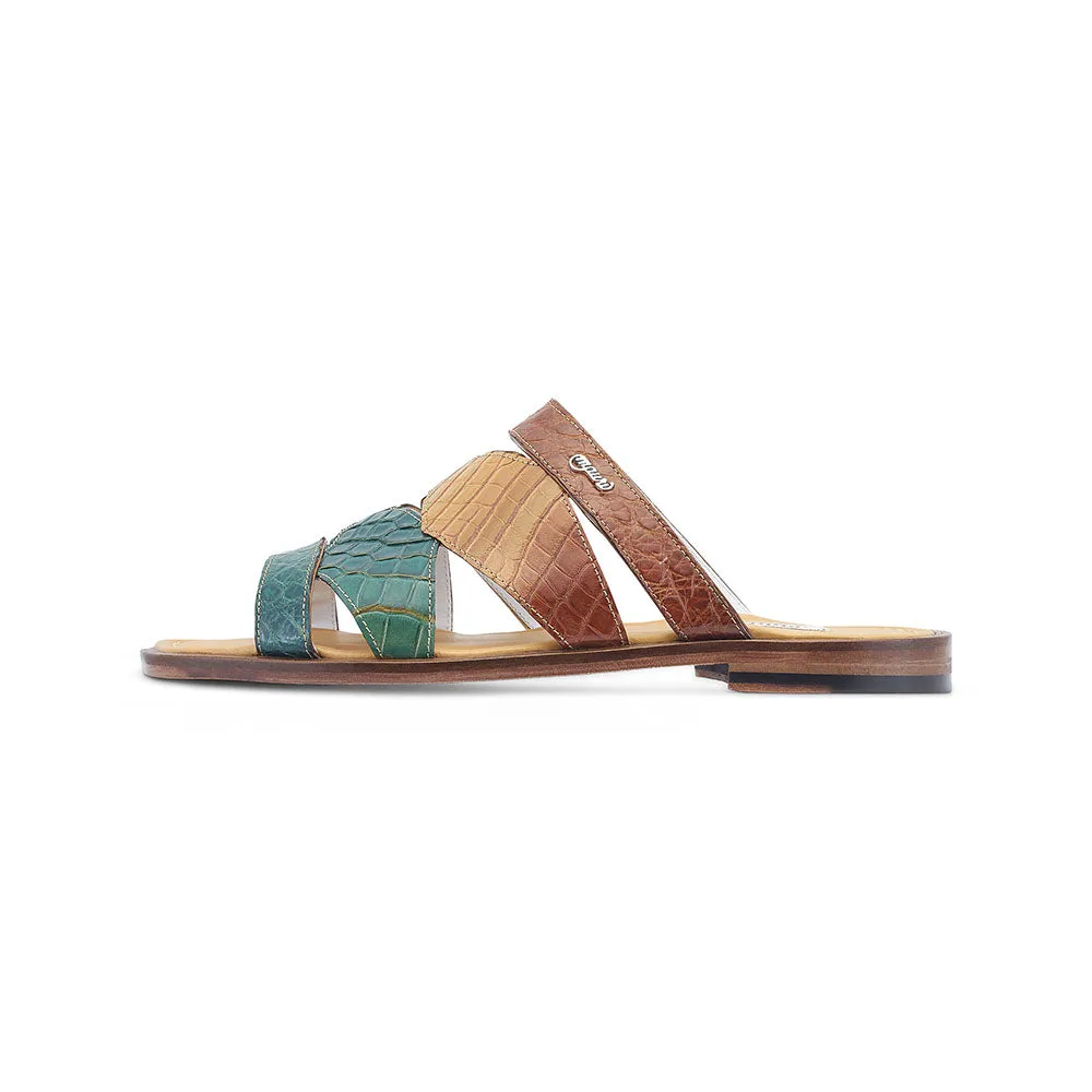 Mauri 1492/2 Fiji Alligator Sandals Dune / Country Green / Gold