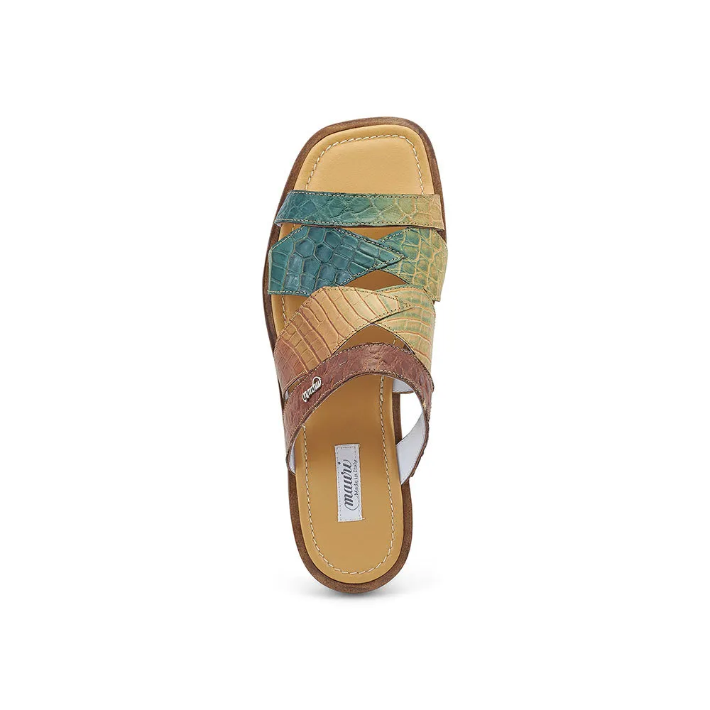 Mauri 1492/2 Fiji Alligator Sandals Dune / Country Green / Gold