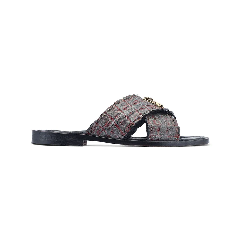 Mauri 5134 Coral Hornback Skin Sandals Hunter Green / Red