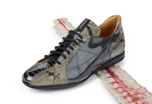 Mauri - "8662" Patent Grey Ostrich Leg/Python/Patent Leather Sneaker