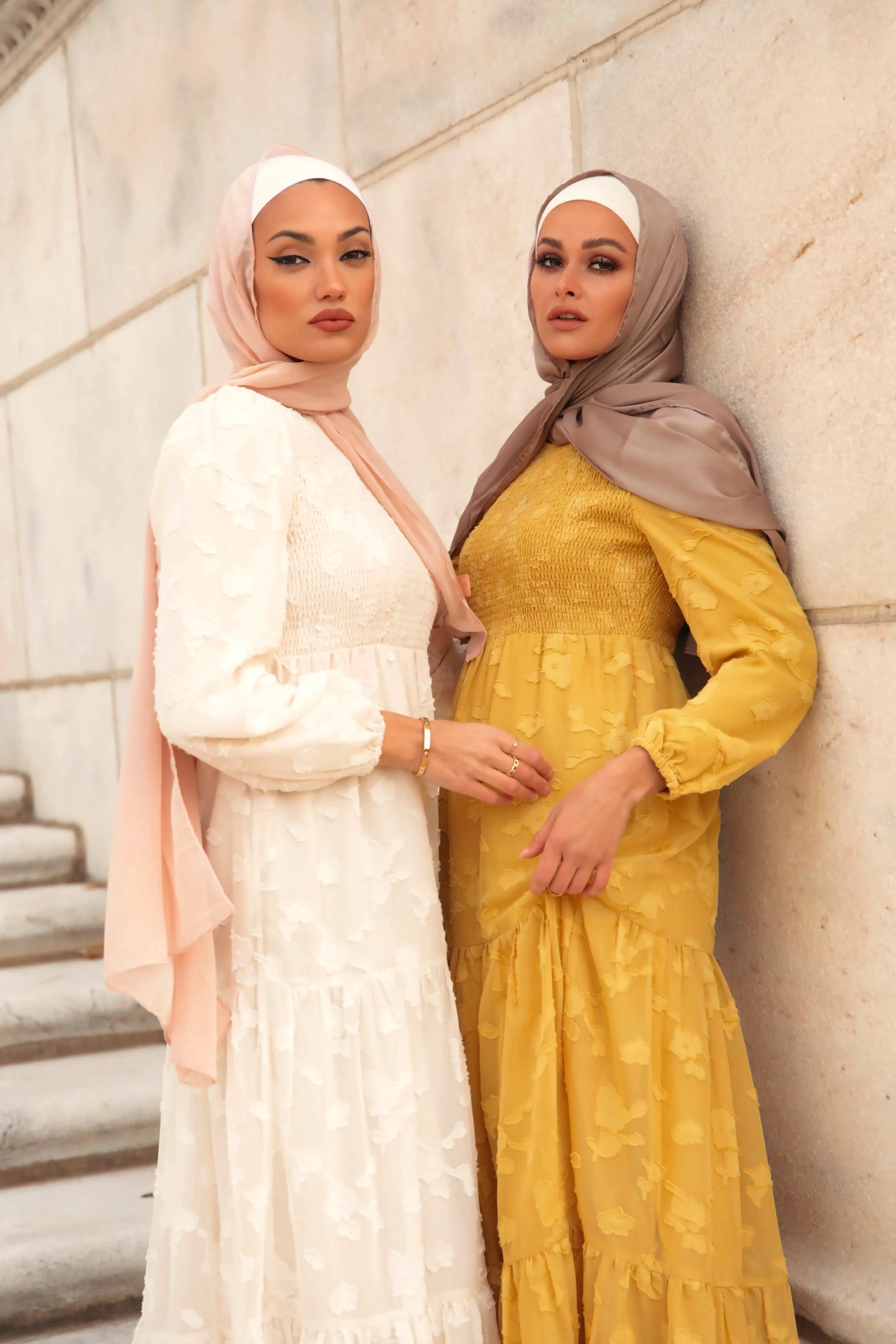 Melanie Embossed Maxi Dress - Mustard