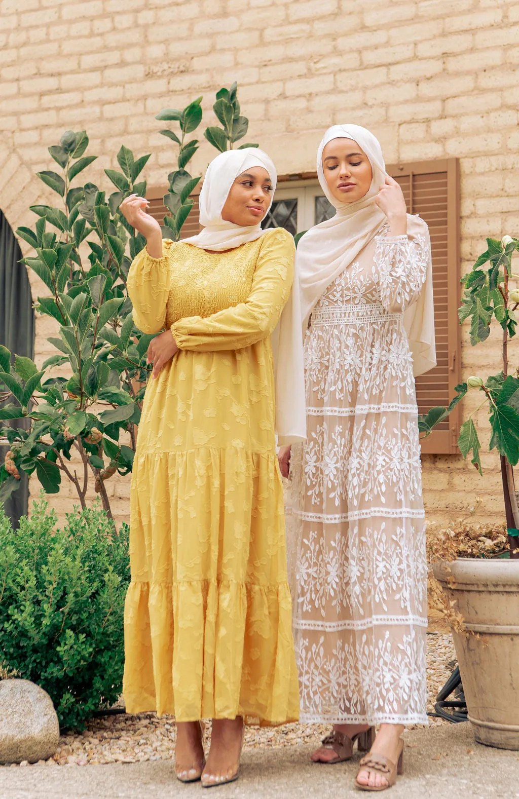 Melanie Embossed Maxi Dress - Mustard