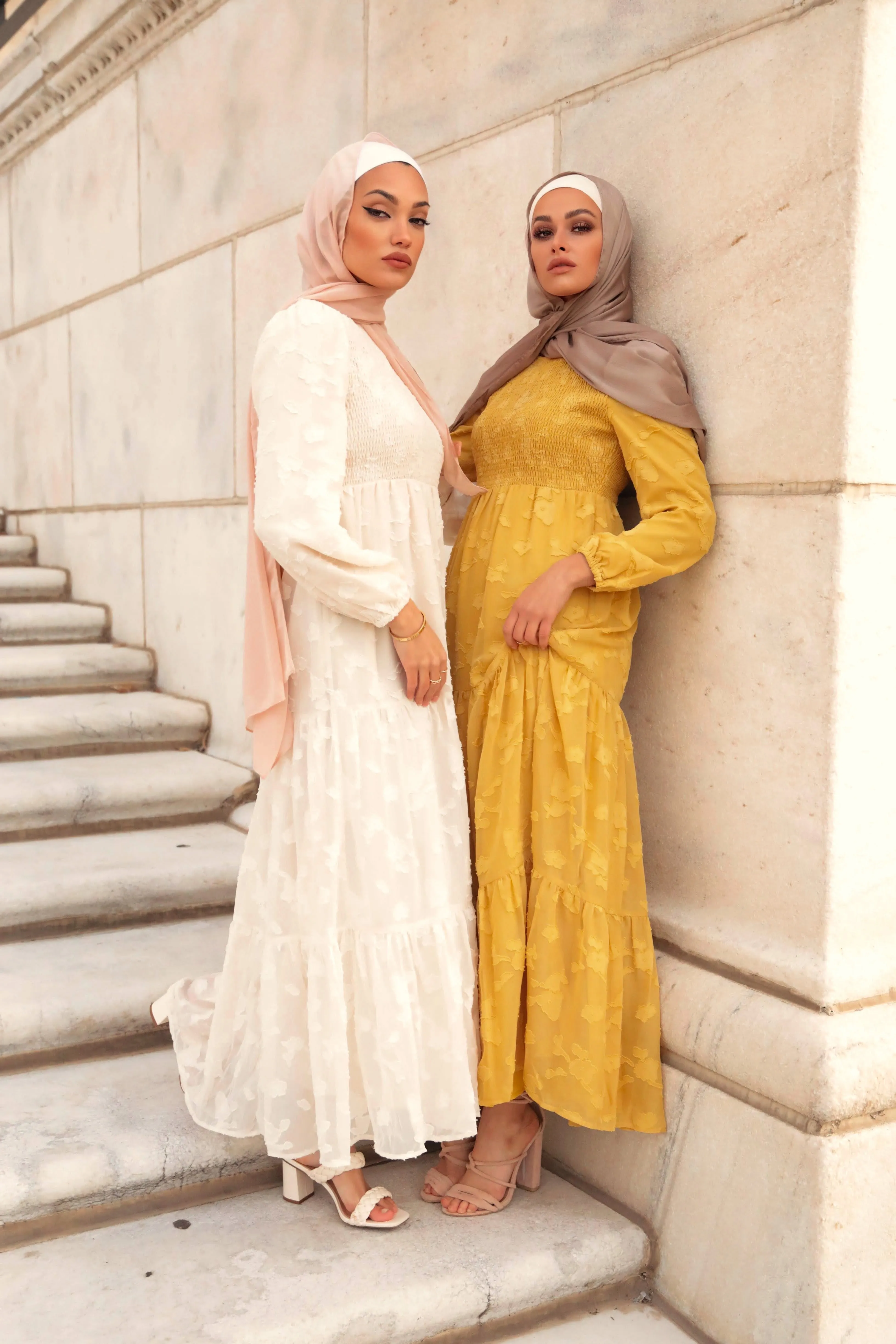 Melanie Embossed Maxi Dress - Mustard