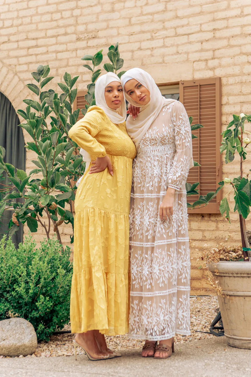 Melanie Embossed Maxi Dress - Mustard