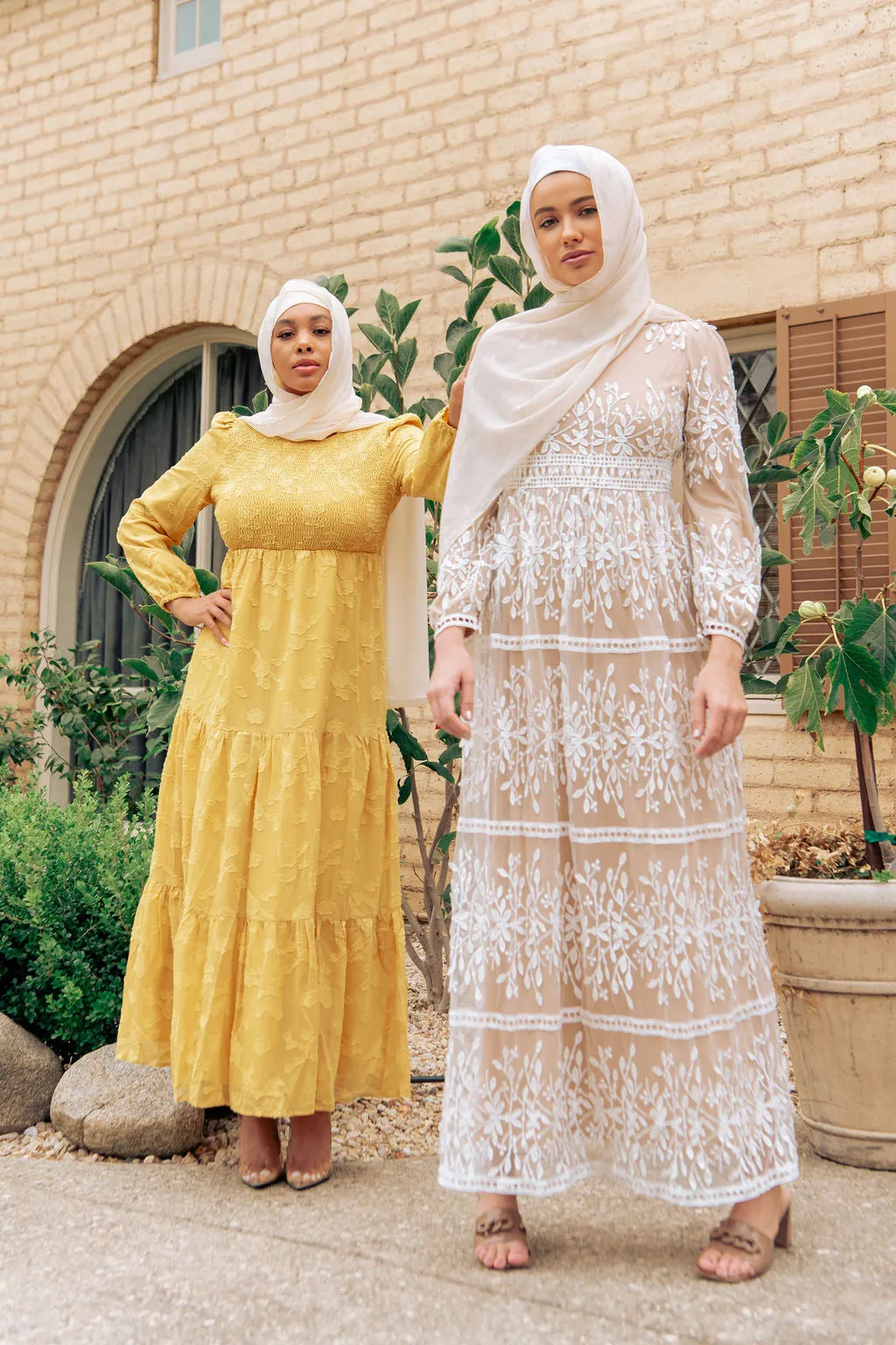 Melanie Embossed Maxi Dress - Mustard