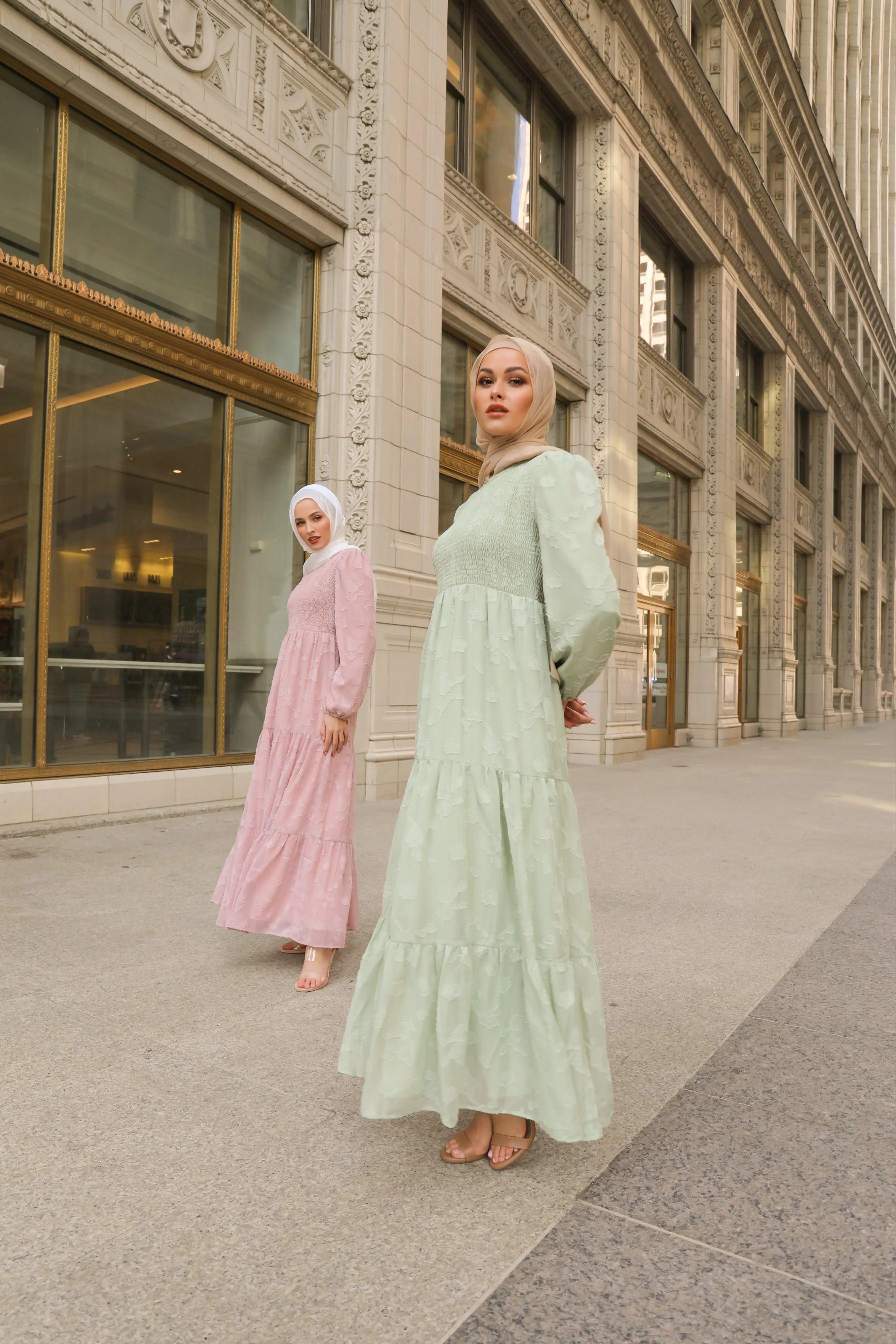 Melanie Embossed Maxi Dress - Tea Pink