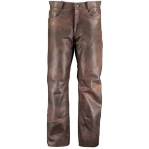 Men's Classic Brown Leather Biker Trousers Motorcycle Pants