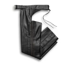 Men's Deluxe Leather Chaps - Tall - Black