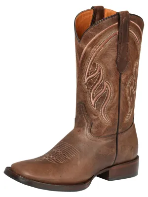 Men's Genuine Leather Classic Western Cowboy Boots 'El General' Brown 44860