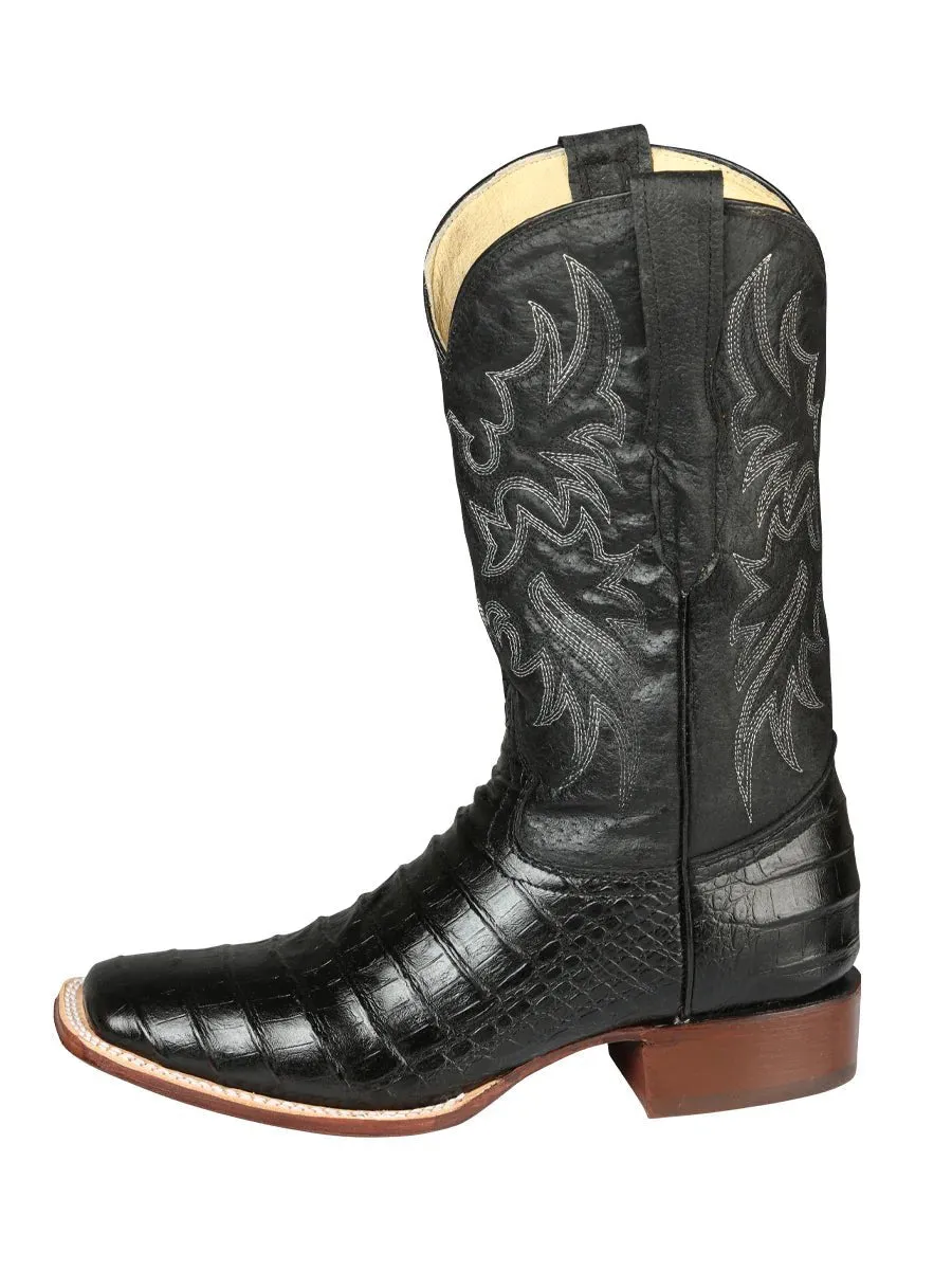 Men's Leather Coco Belly Cowboy Rodeo Boots 'El Señor De Los Cielos' Black Color 44938