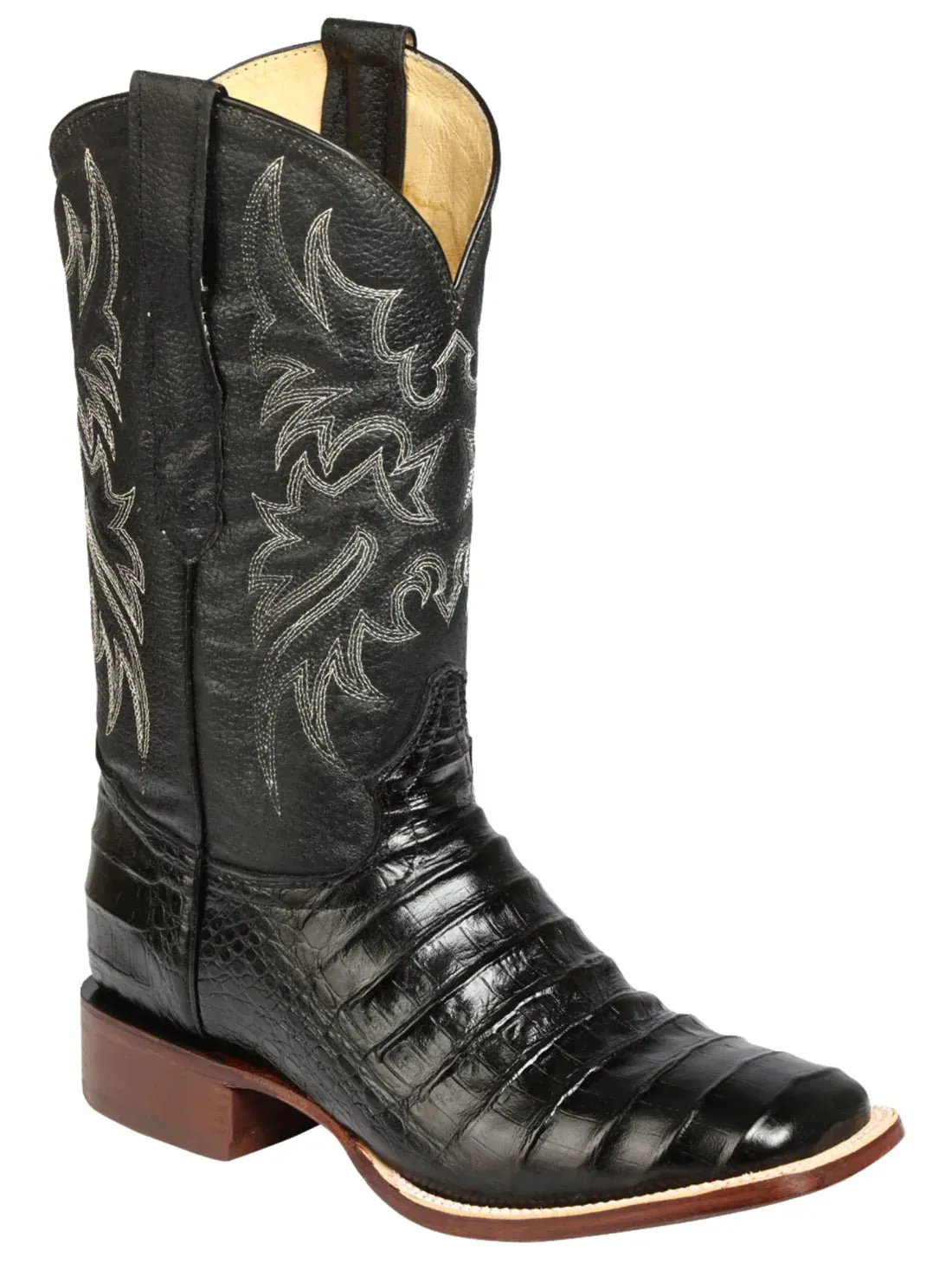 Men's Leather Coco Belly Cowboy Rodeo Boots 'El Señor De Los Cielos' Black Color 44938