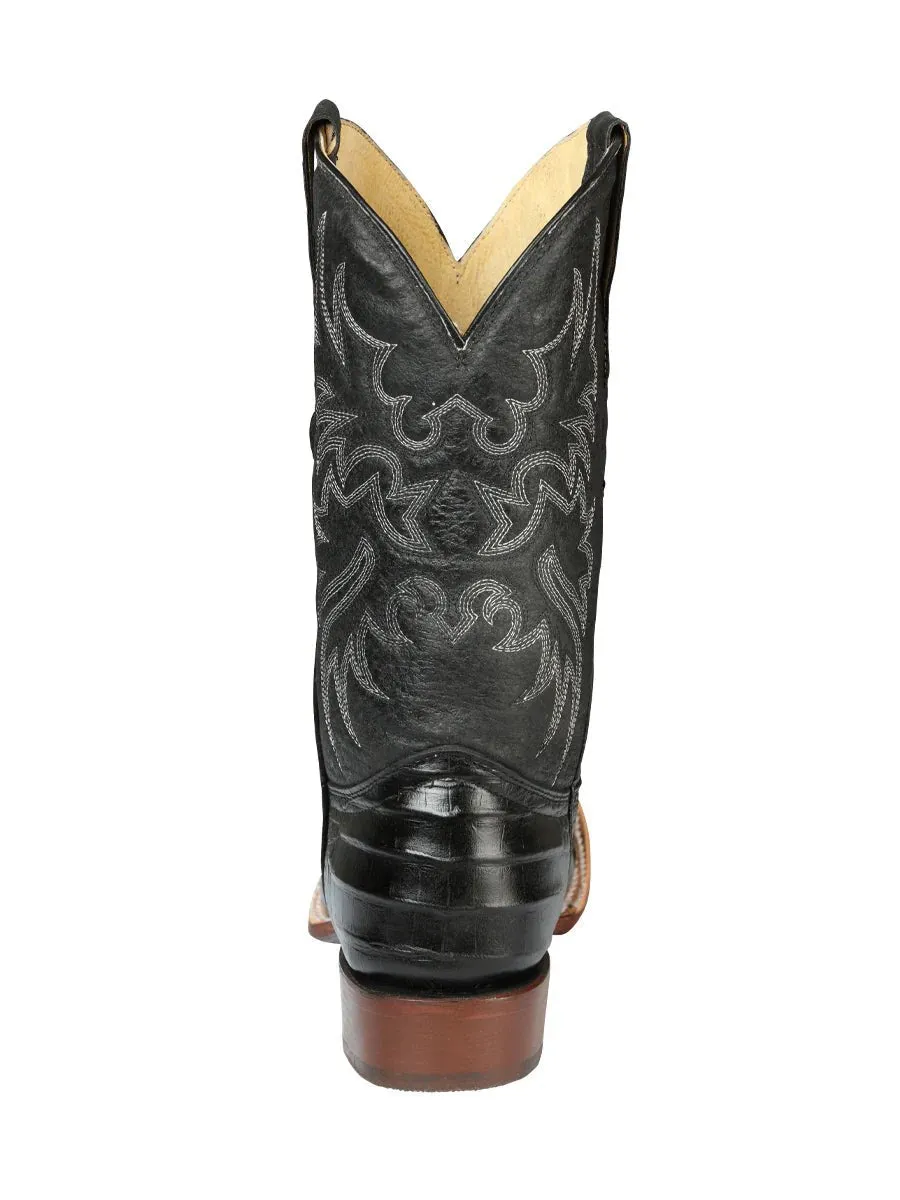 Men's Leather Coco Belly Cowboy Rodeo Boots 'El Señor De Los Cielos' Black Color 44938