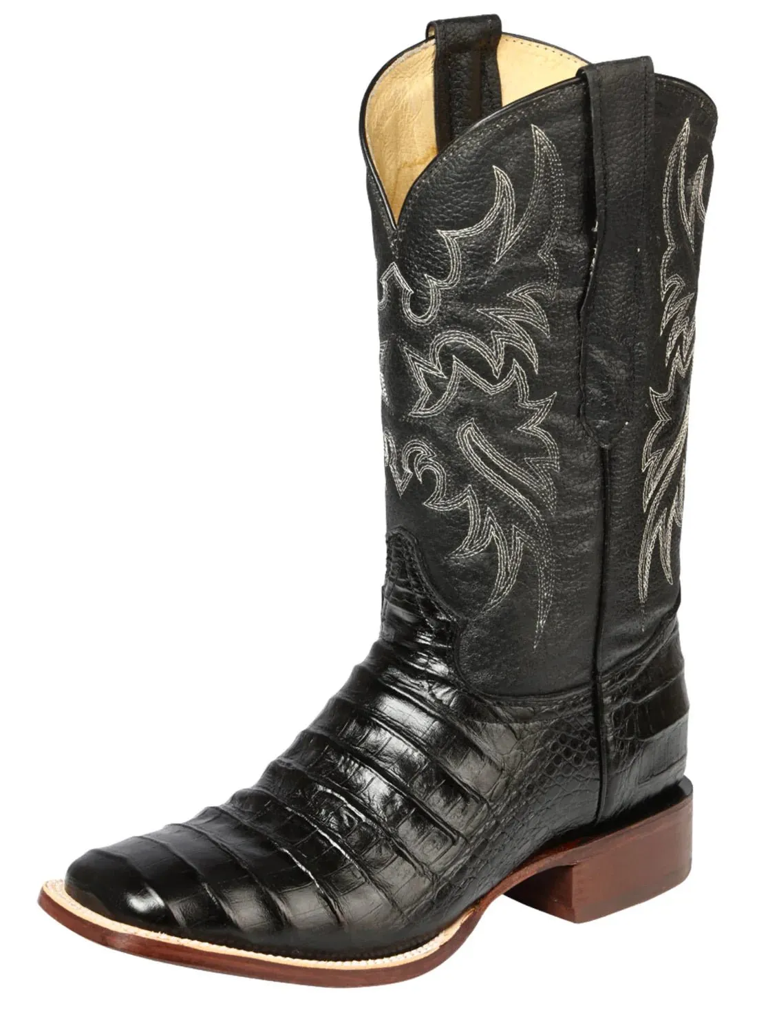 Men's Leather Coco Belly Cowboy Rodeo Boots 'El Señor De Los Cielos' Black Color 44938