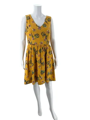 Modcloth Mustard/Multi Bike Dress - Size Large