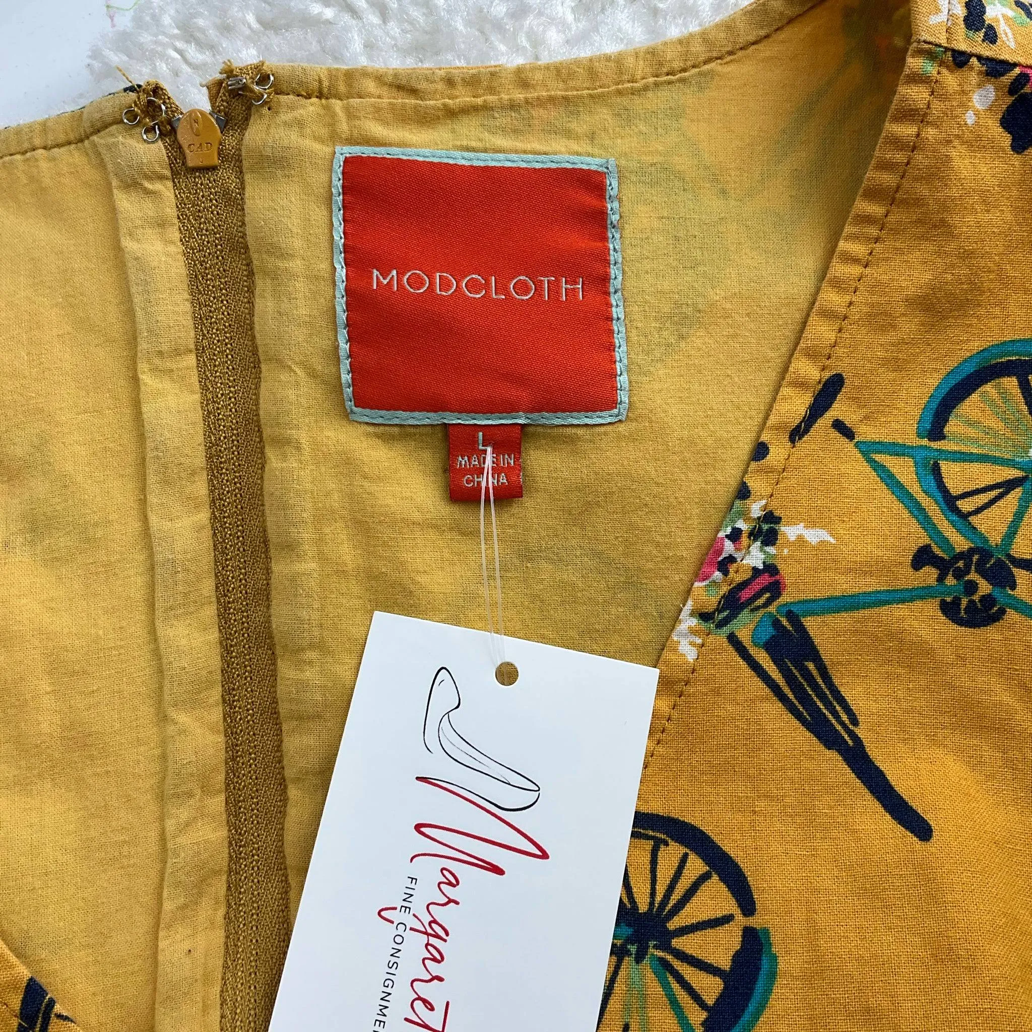 Modcloth Mustard/Multi Bike Dress - Size Large