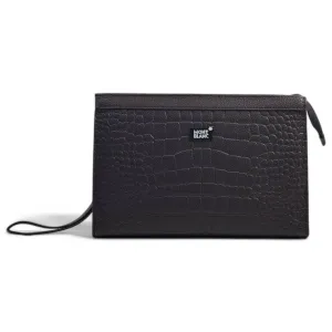 Montblanc Black Croc-Embossed Leather Wristlet Pouch