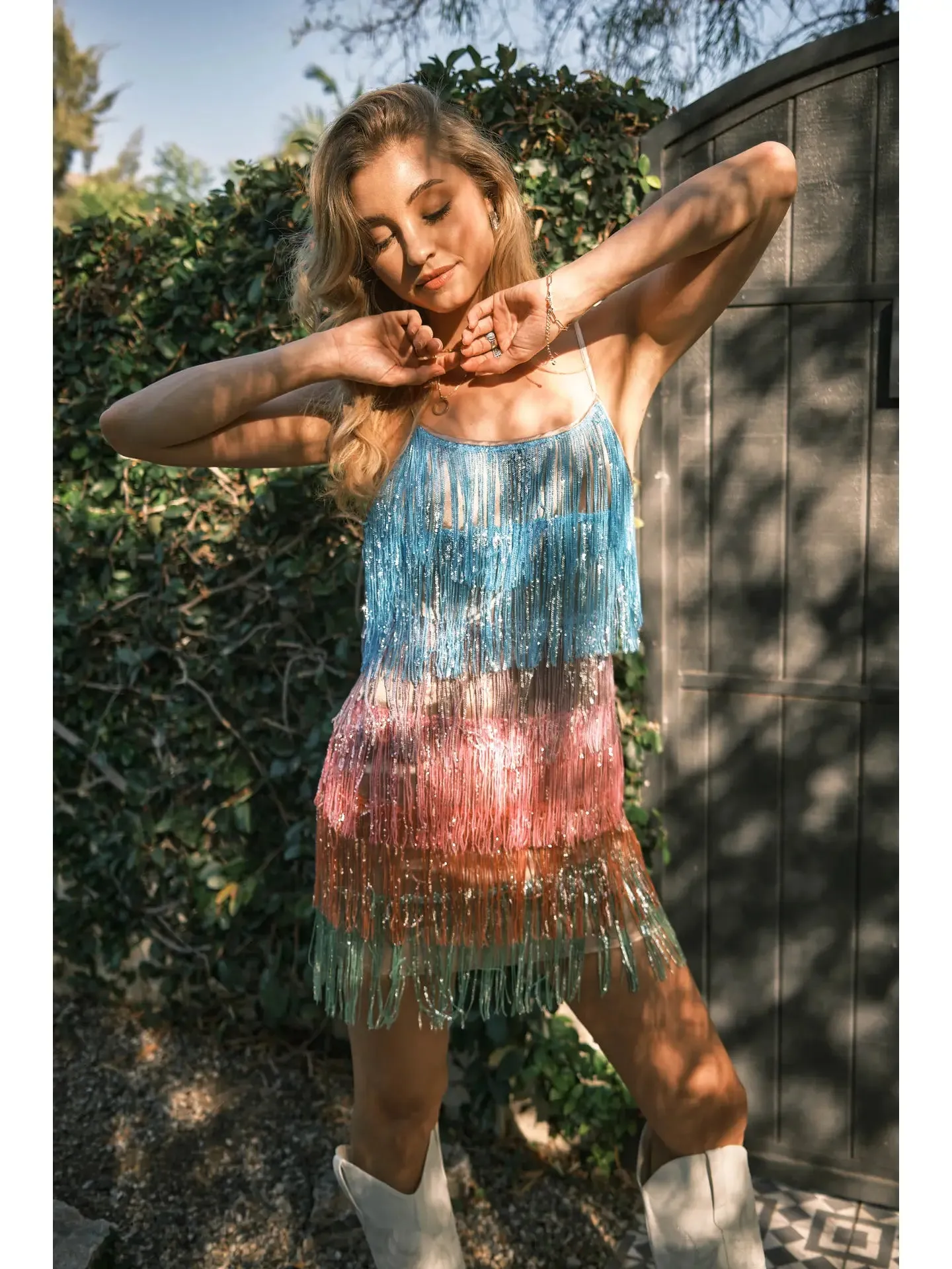 Multi Color Fringe Mini Dress