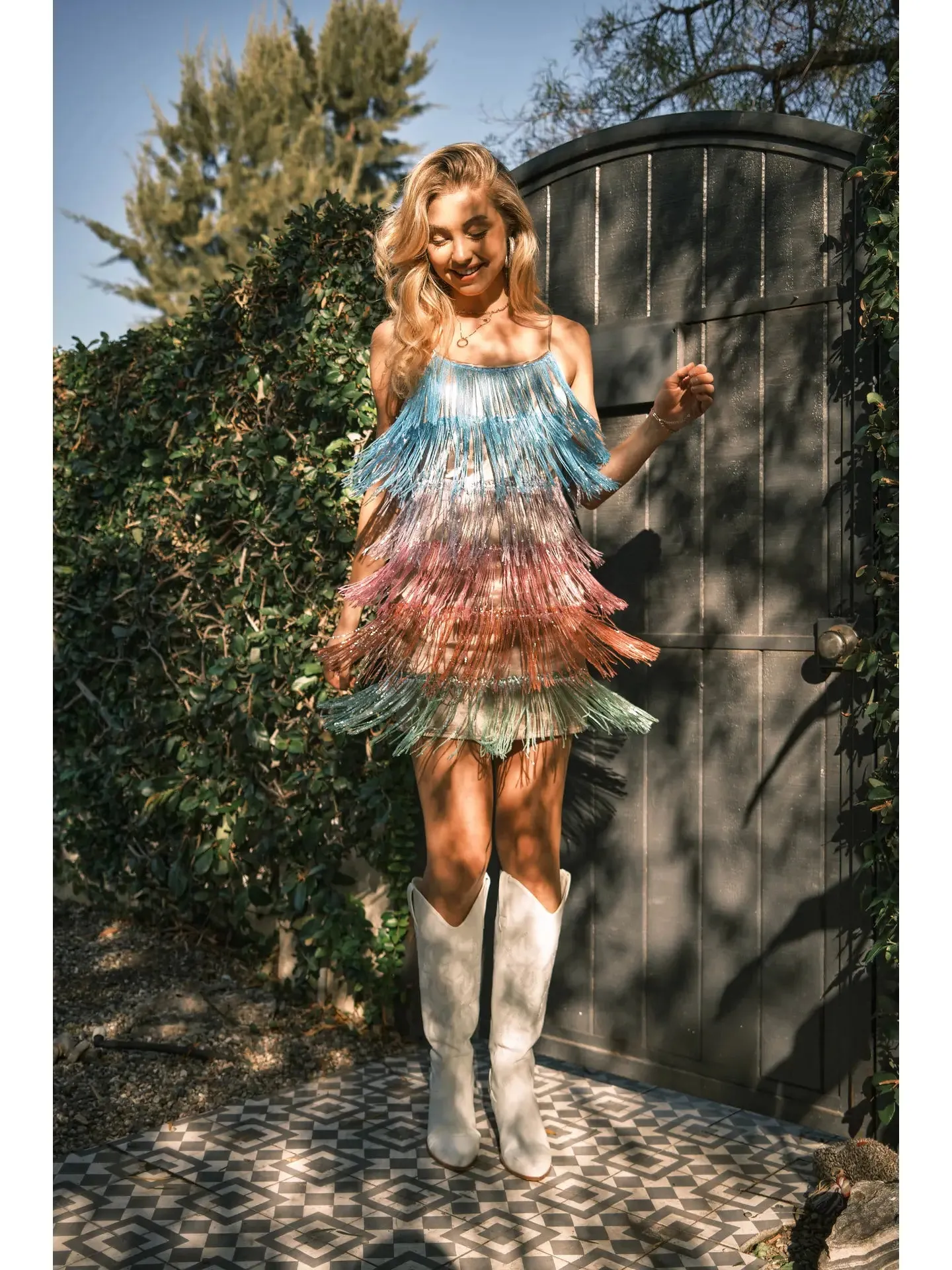 Multi Color Fringe Mini Dress