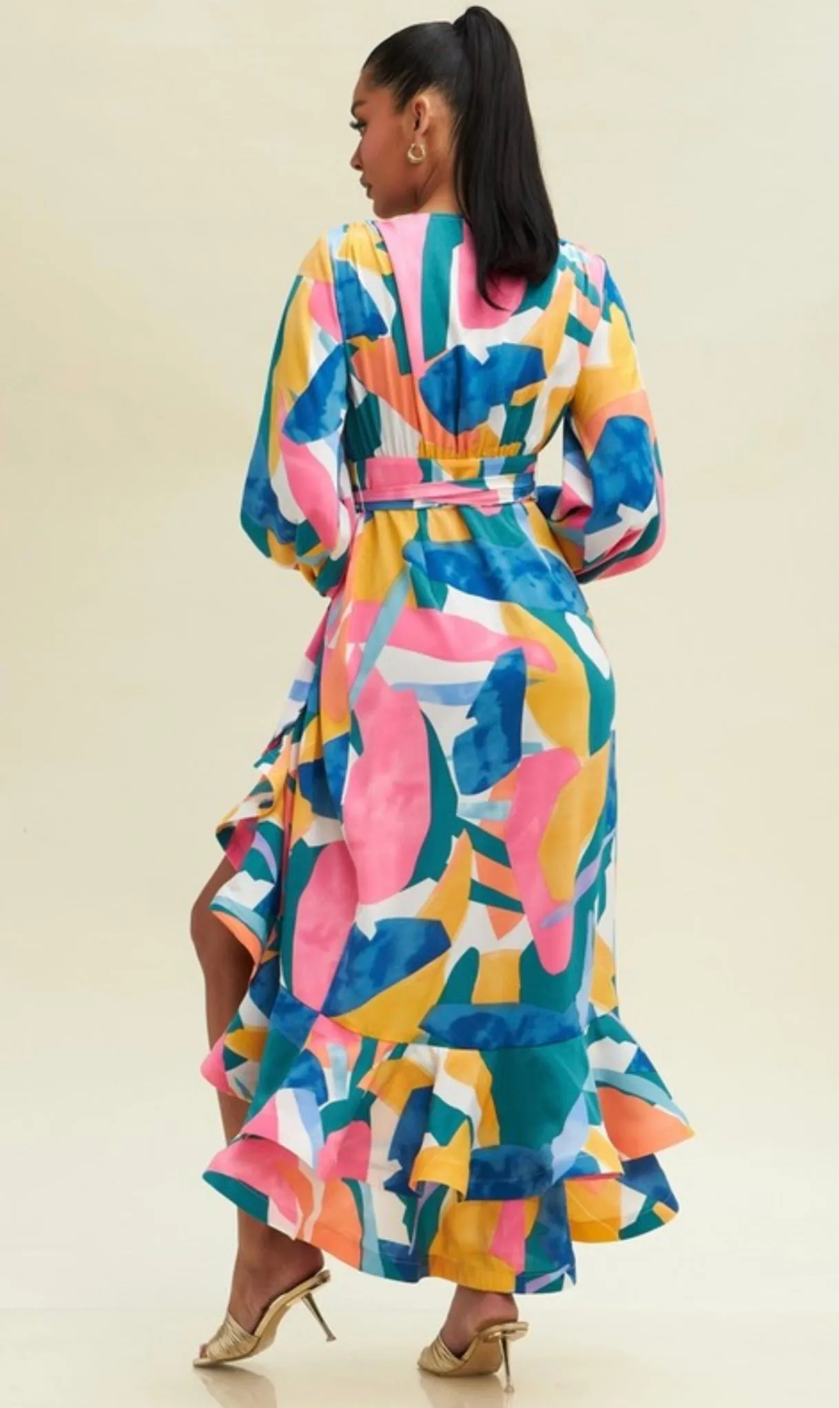Multi Color Wrap Maxi Dress