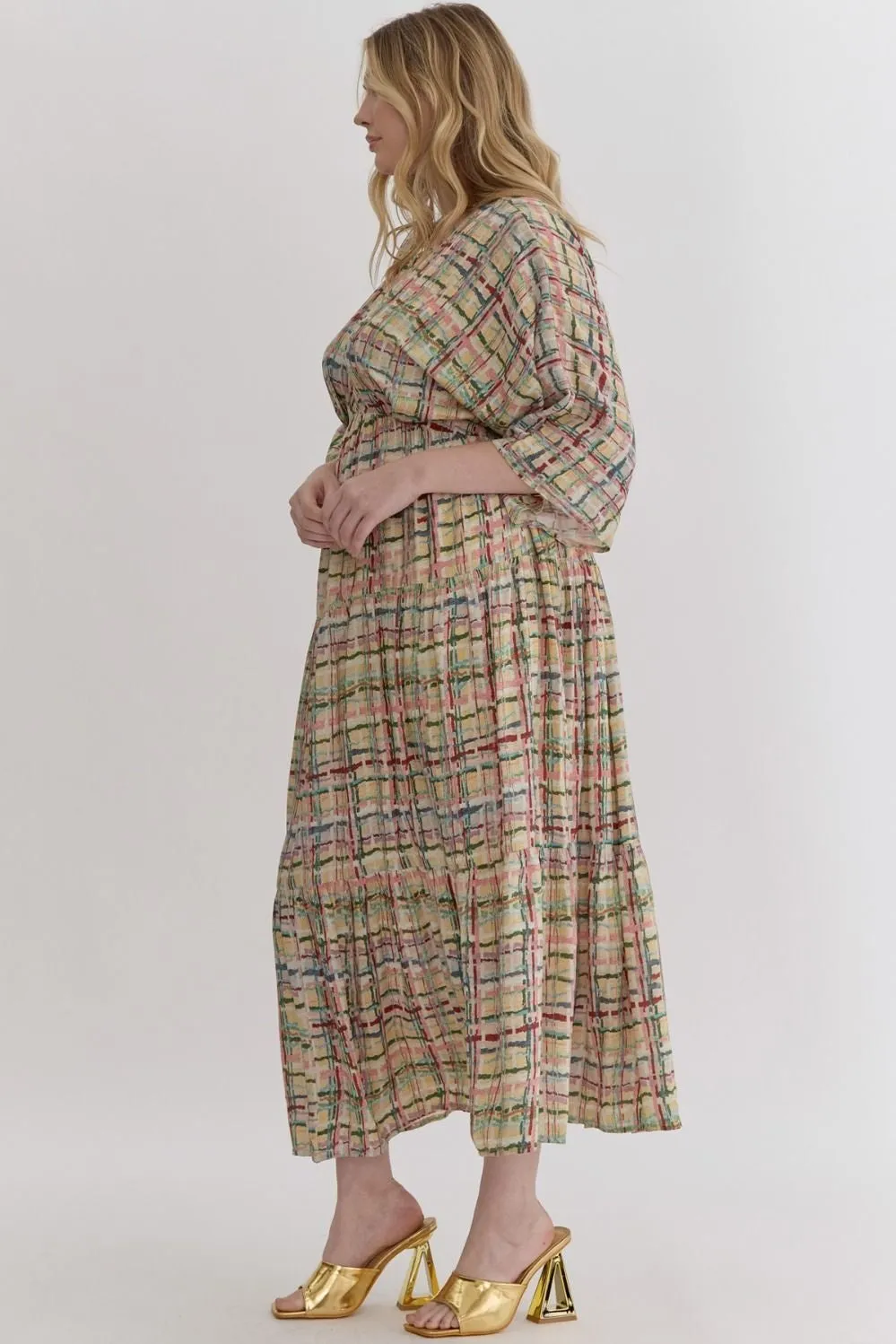 Multi-Plaid Midi Dress
