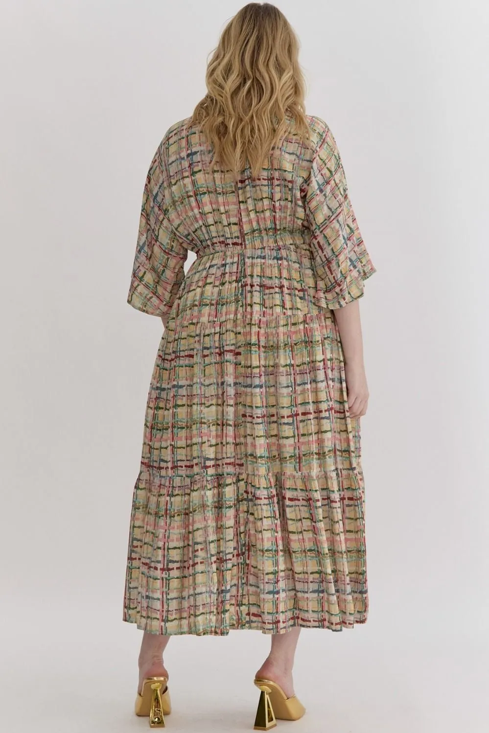 Multi-Plaid Midi Dress