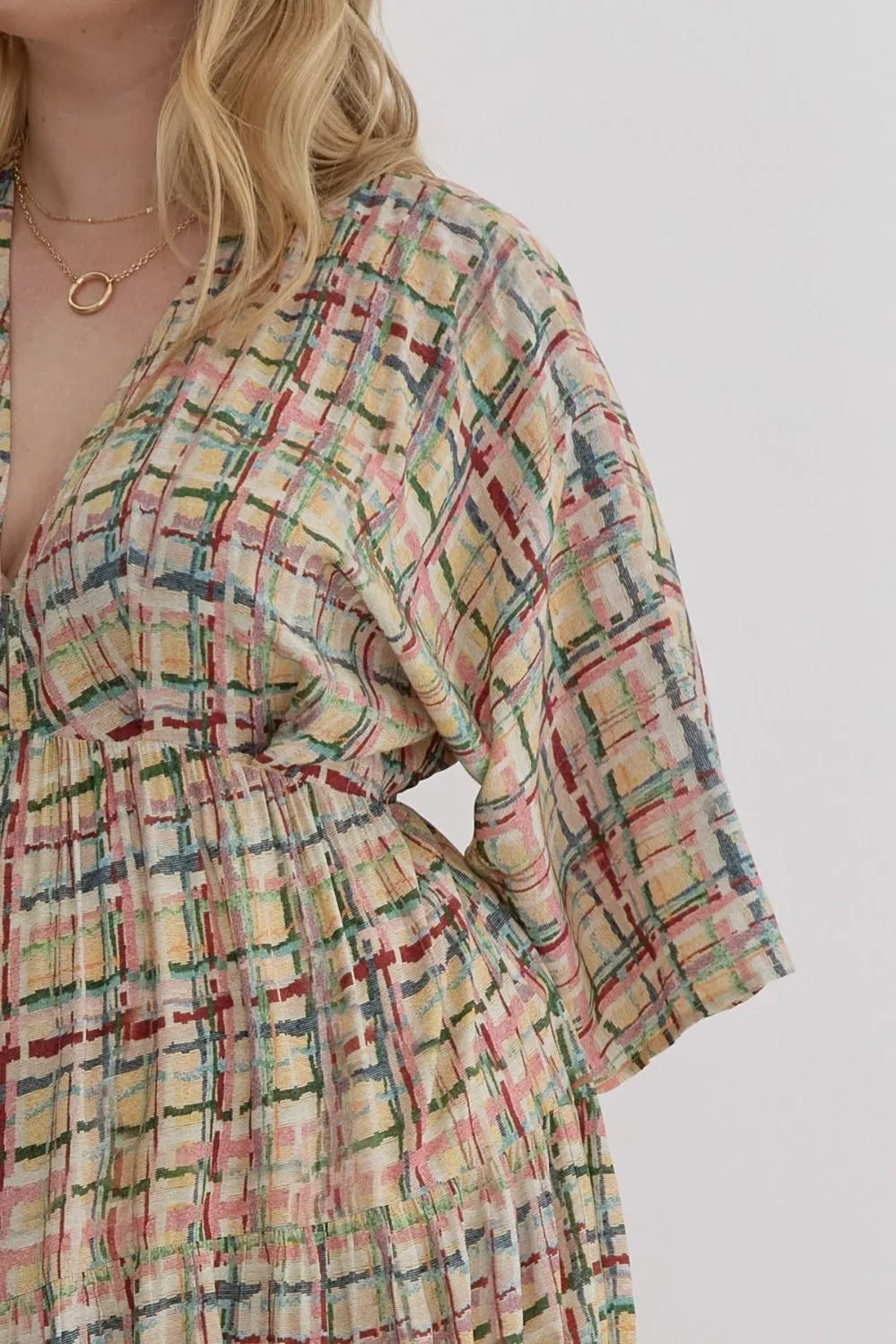 Multi-Plaid Midi Dress