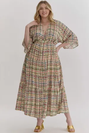 Multi-Plaid Midi Dress